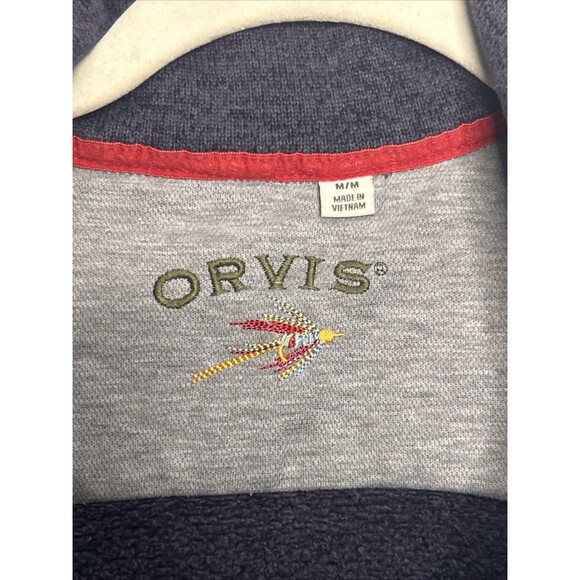 Orvis Denali Men's Medium Blue Full Zip Blue Sweater Vest Zippered Pockets - Picture 3 of 3